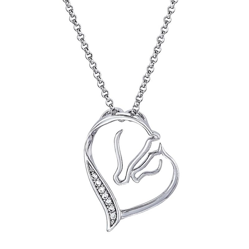 Mare and Foal with Clear Stones Necklace