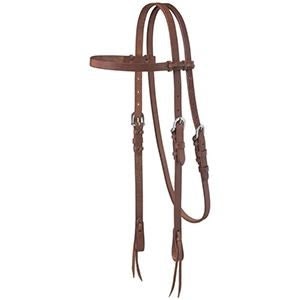 Tough1 Harness Leather Browband Headstall with Tie