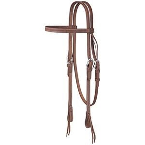 Tough1 Dbl Stitch Harness Browband Headstal with Tie