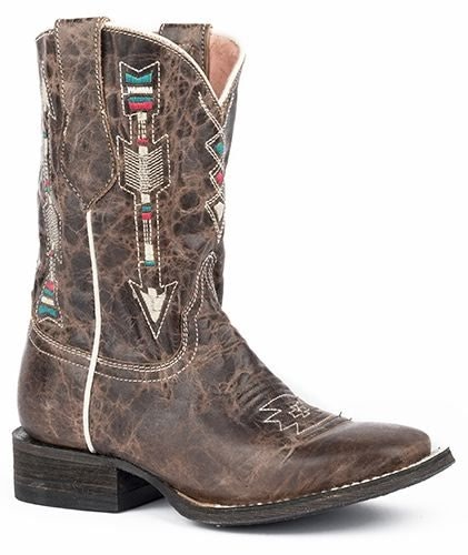 Roper Kids Arrows Square Toe Brown Boots