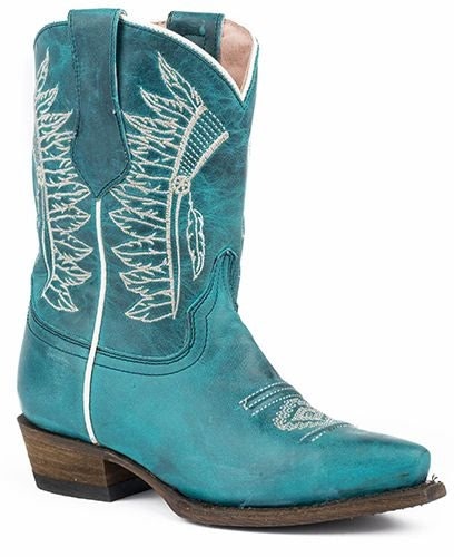 Roper Kids Chiefs Snip Toe Turquoise Boots
