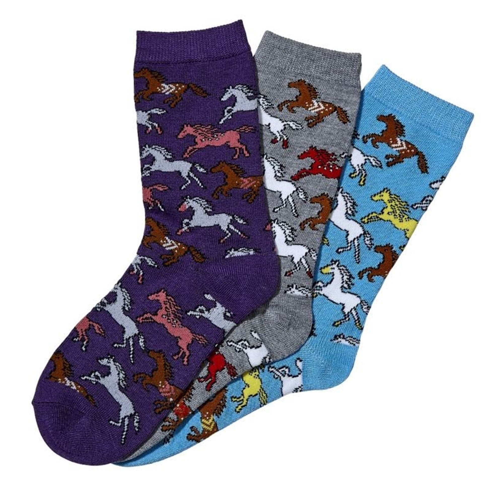 Southwestern Ponies Ladies Crew SOcks 3-Pack
