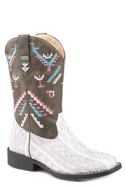 Roper Kids Glitter Azteka Square Toe Boots