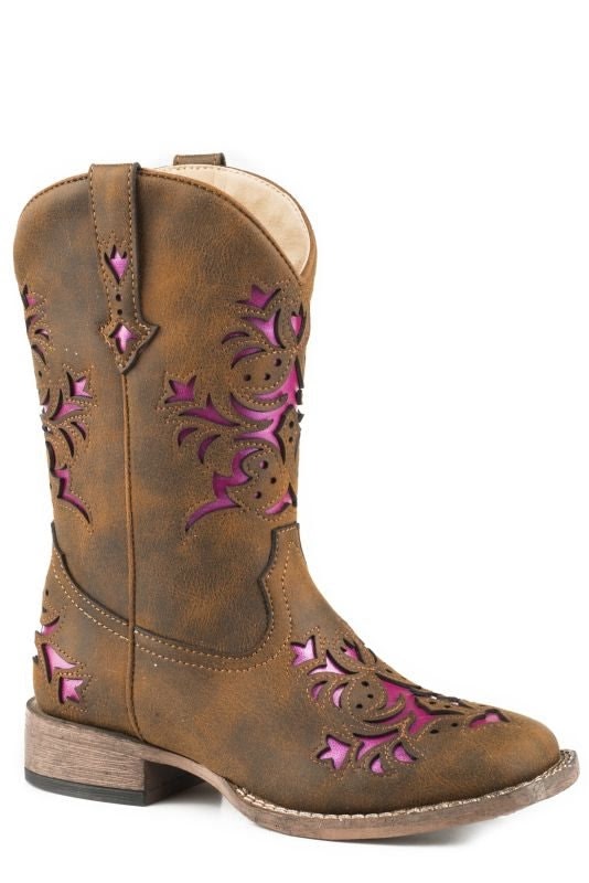 Roper Kids Lola Square Toe Brown Boots