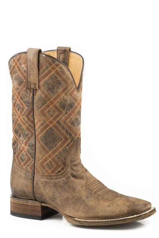 Roper Mens Nash Square Toe Brown Boots