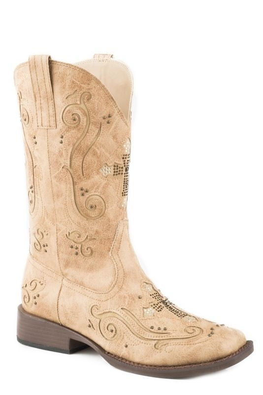 Roper Ladies Faith Square Toe Tan Boots