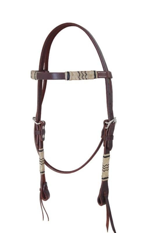 Oxbow Tack Rawhide Braided Choc Browband Headstall