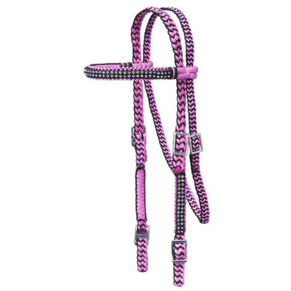 Tough1 Braided Brow Headstall with Crystals