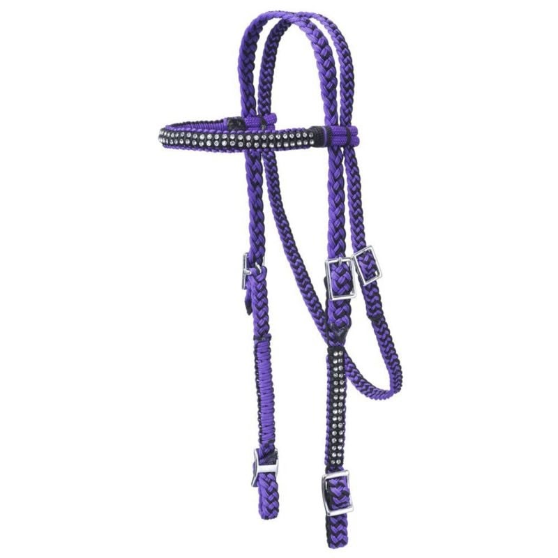 Tough1 Braided Brow Headstall with Crystals