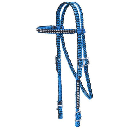 Tough1 Braided Brow Headstall with Crystals