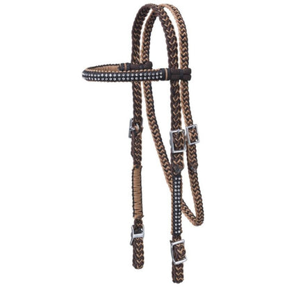 Tough1 Braided Brow Headstall with Crystals