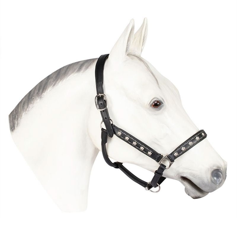 HDR Embroidered Royal Black Leather Halter