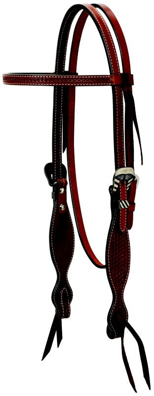Weaver Turq Cross Basket Tooled Browband Headstall