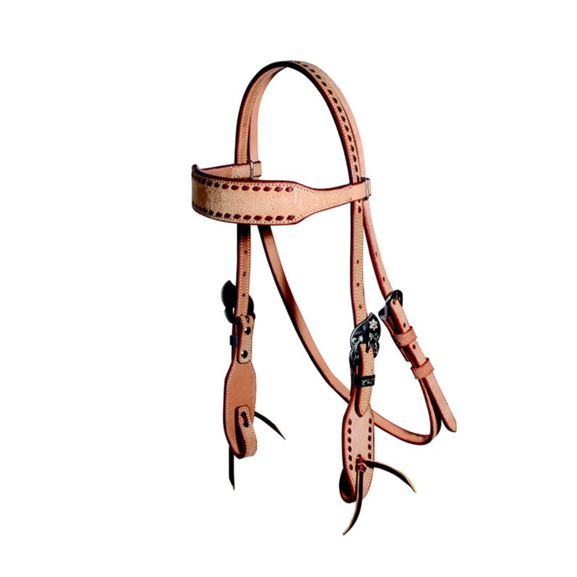PC Latigo Buckstitch Elvis Roughout Brow Headstall