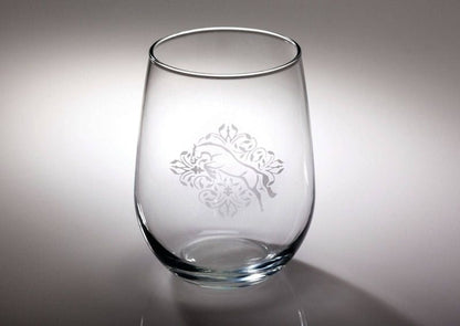 Kelley Floral Etched Stemless Wine Glass