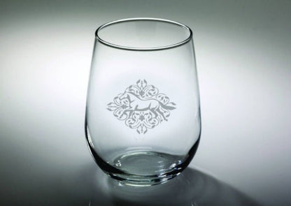 Kelley Floral Etched Stemless Wine Glass