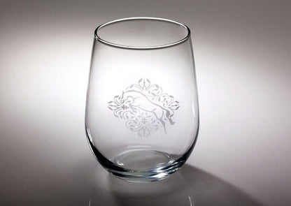 Kelley Floral Etched Stemless Wine Glass