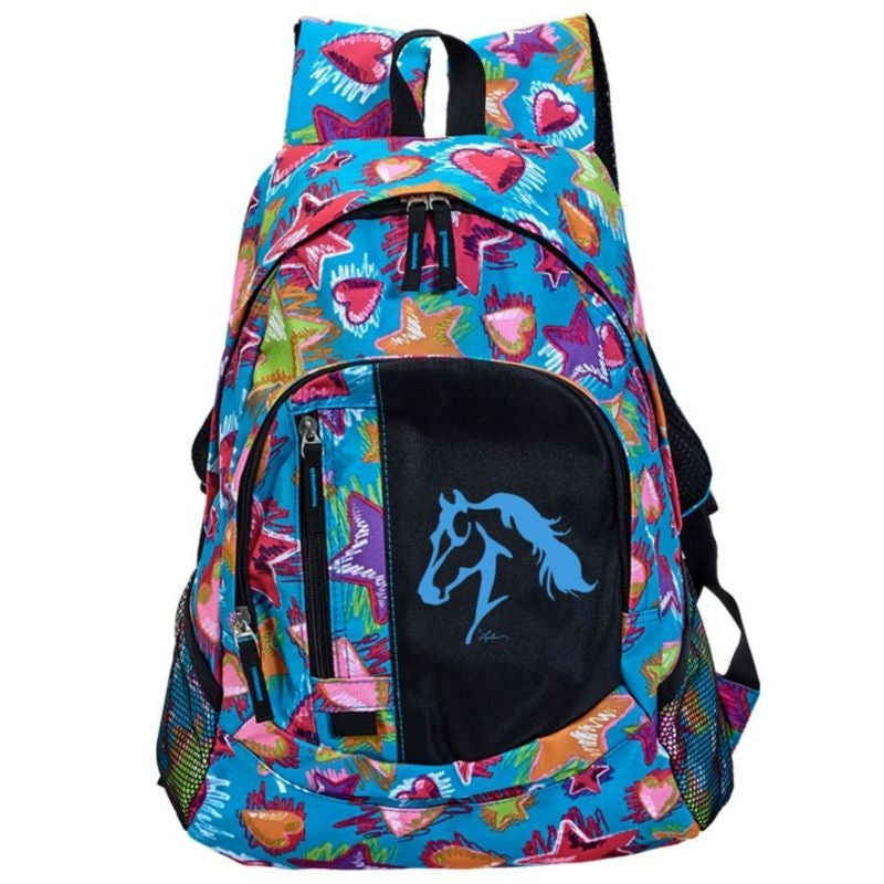 Lila Horse Head Stars Hearts Backpack