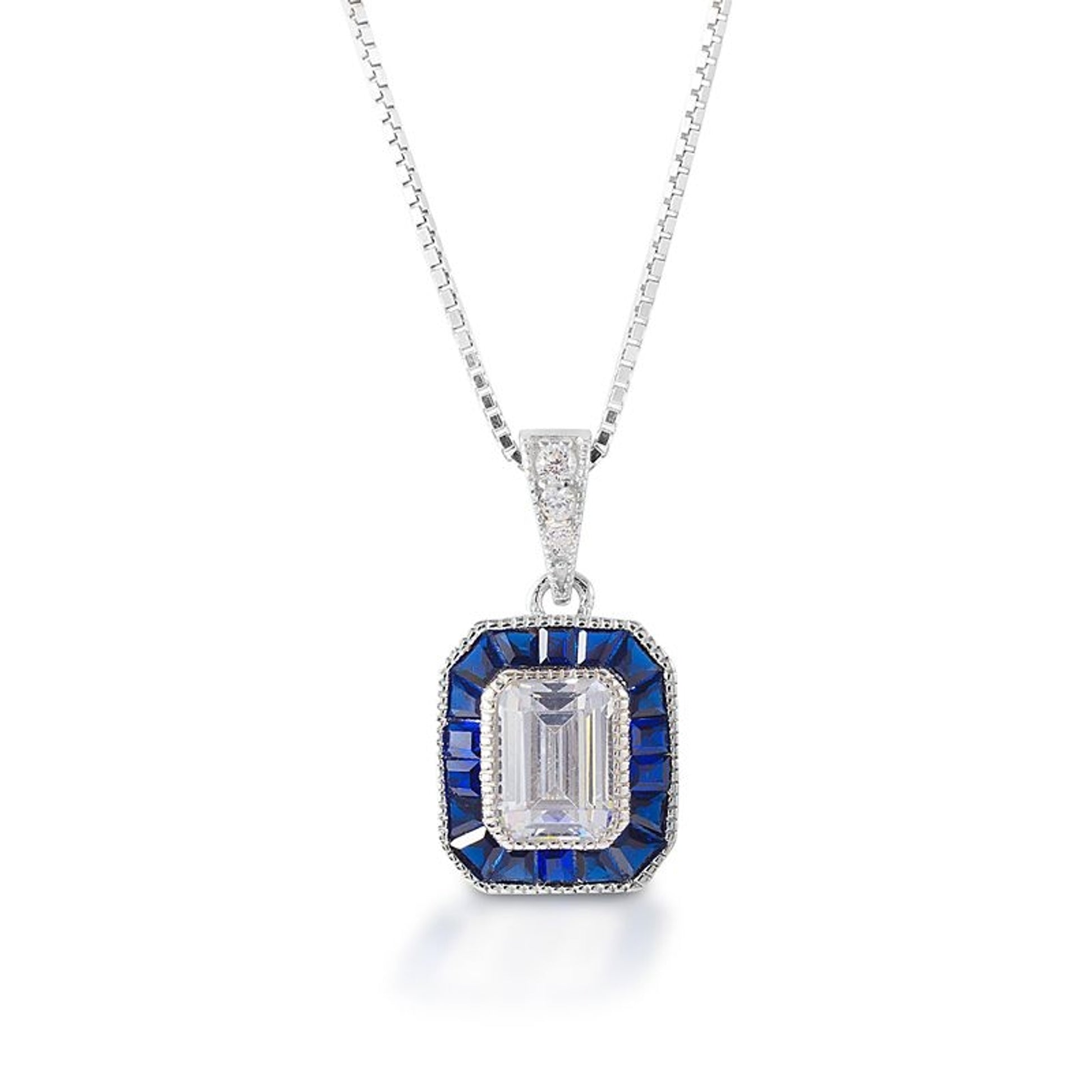 Kelly Herd Asscher Cut Blue Spinel Pendant