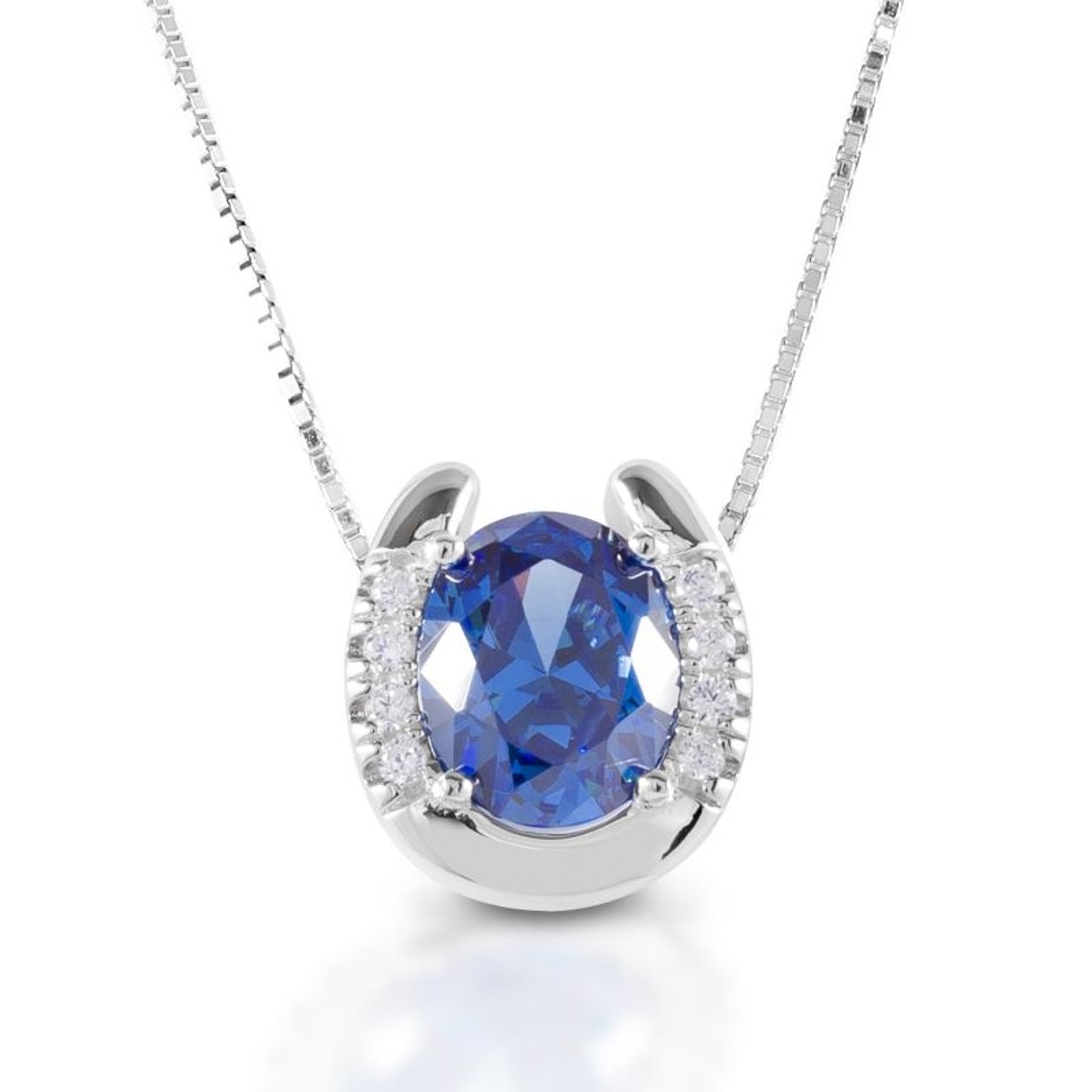 Kelly Herd Blue Stone Horseshoe Necklace