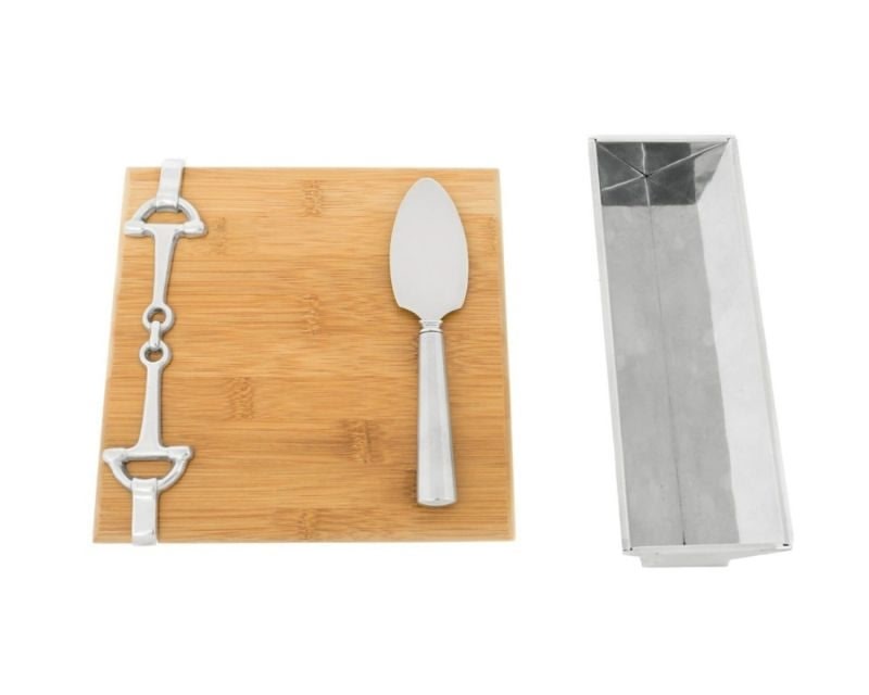 Arthur Court Equestrian Bamboo Cheese Set