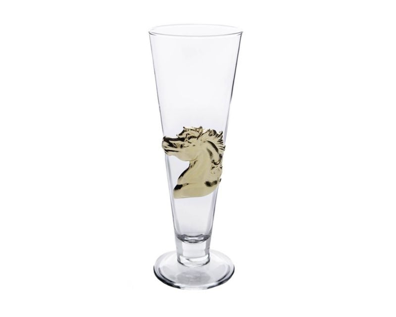 Arthur Court 24K Gold Plated Horse Pilsner Glass