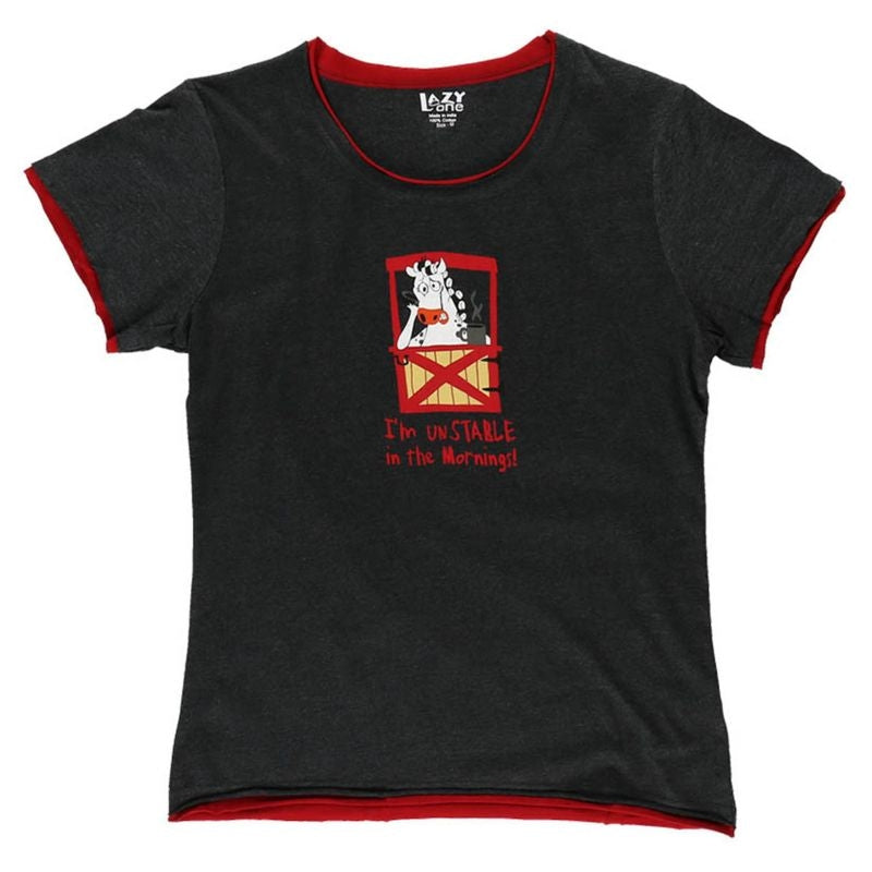 Lazy One Unstable In Morning Fitted PJ Tee