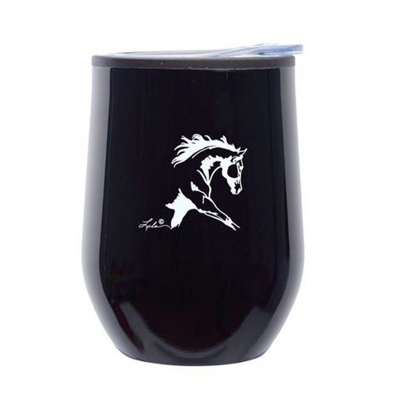 Lila Dressage Horse 11oz Stainless Wine Tumbler