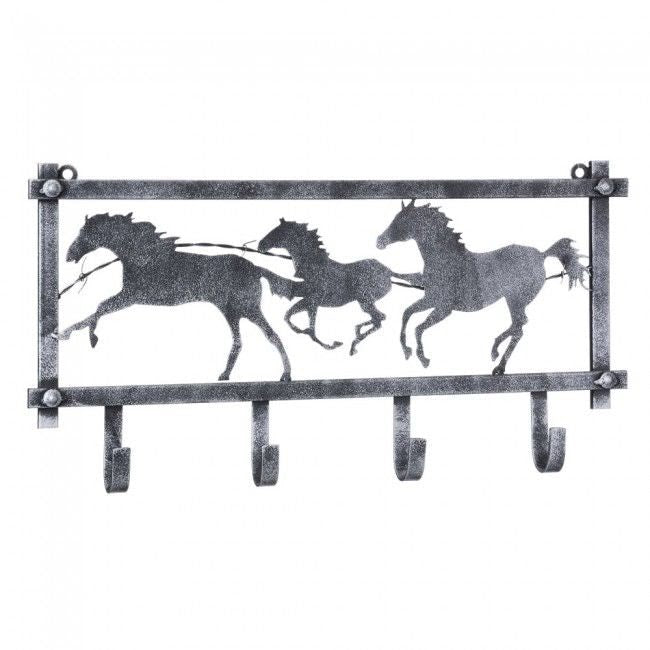 Horses and Barbwire Hammered Wall Rack