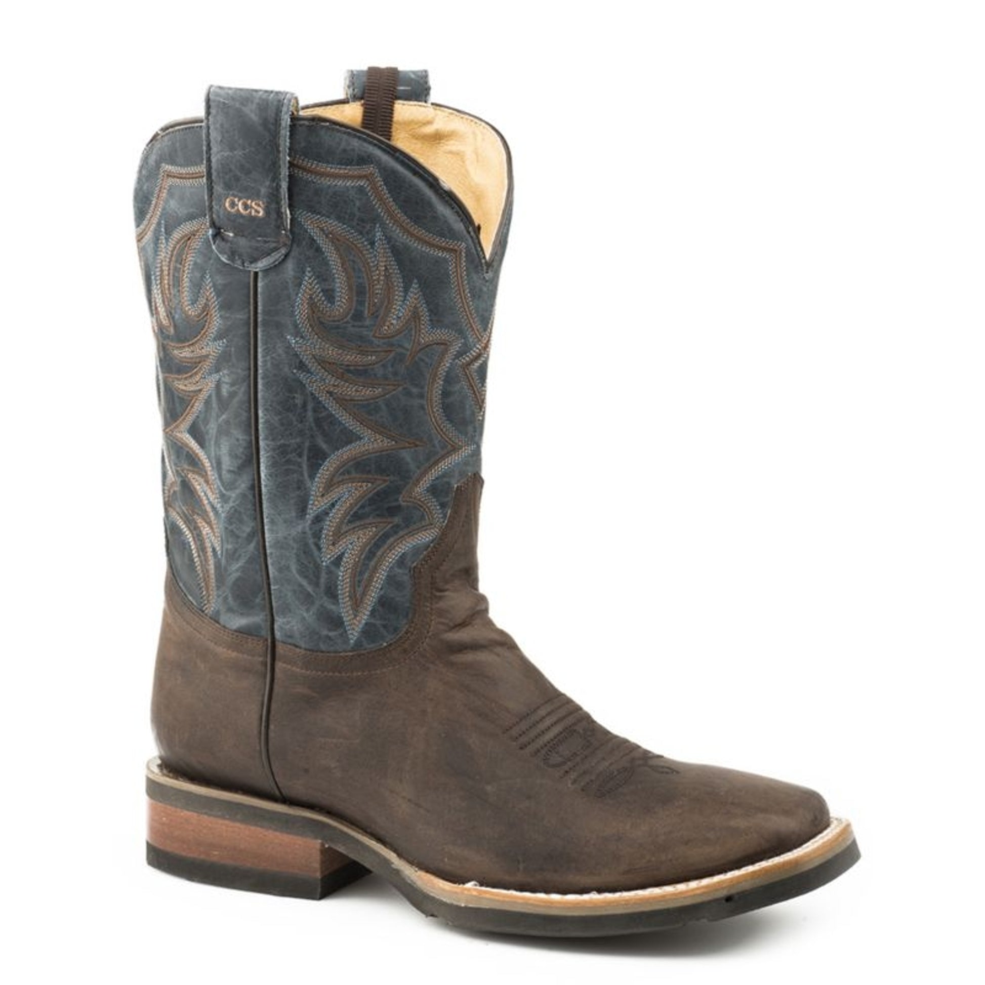 Roper Mens Sq Toe Waxy Blue Leather Boots