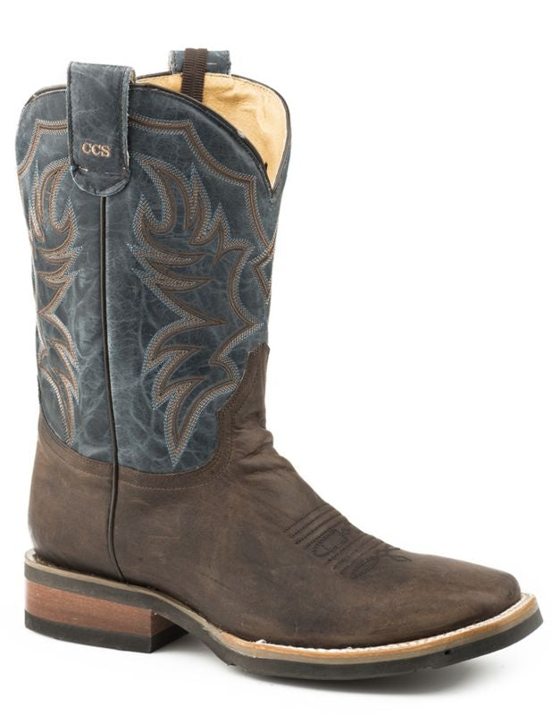 Roper Mens Sq Toe Waxy Blue Leather Boots
