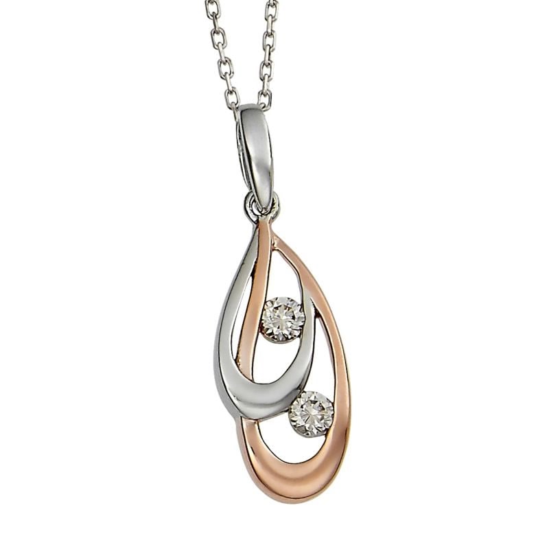Kelly Herd Rose/Silver Double Teardrop Necklace