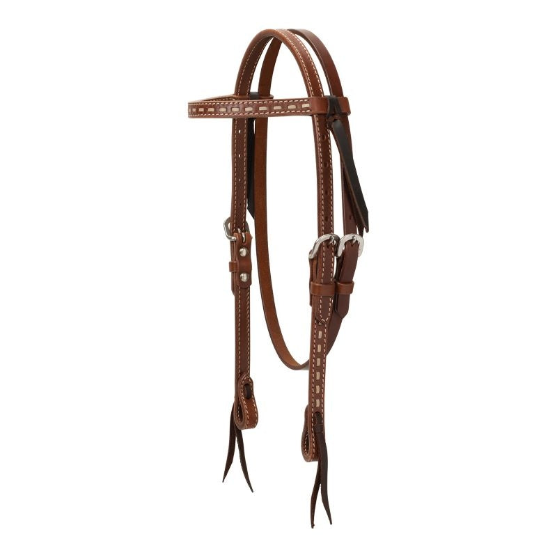 Weaver Turq Cross Rawhide Brow Headstall