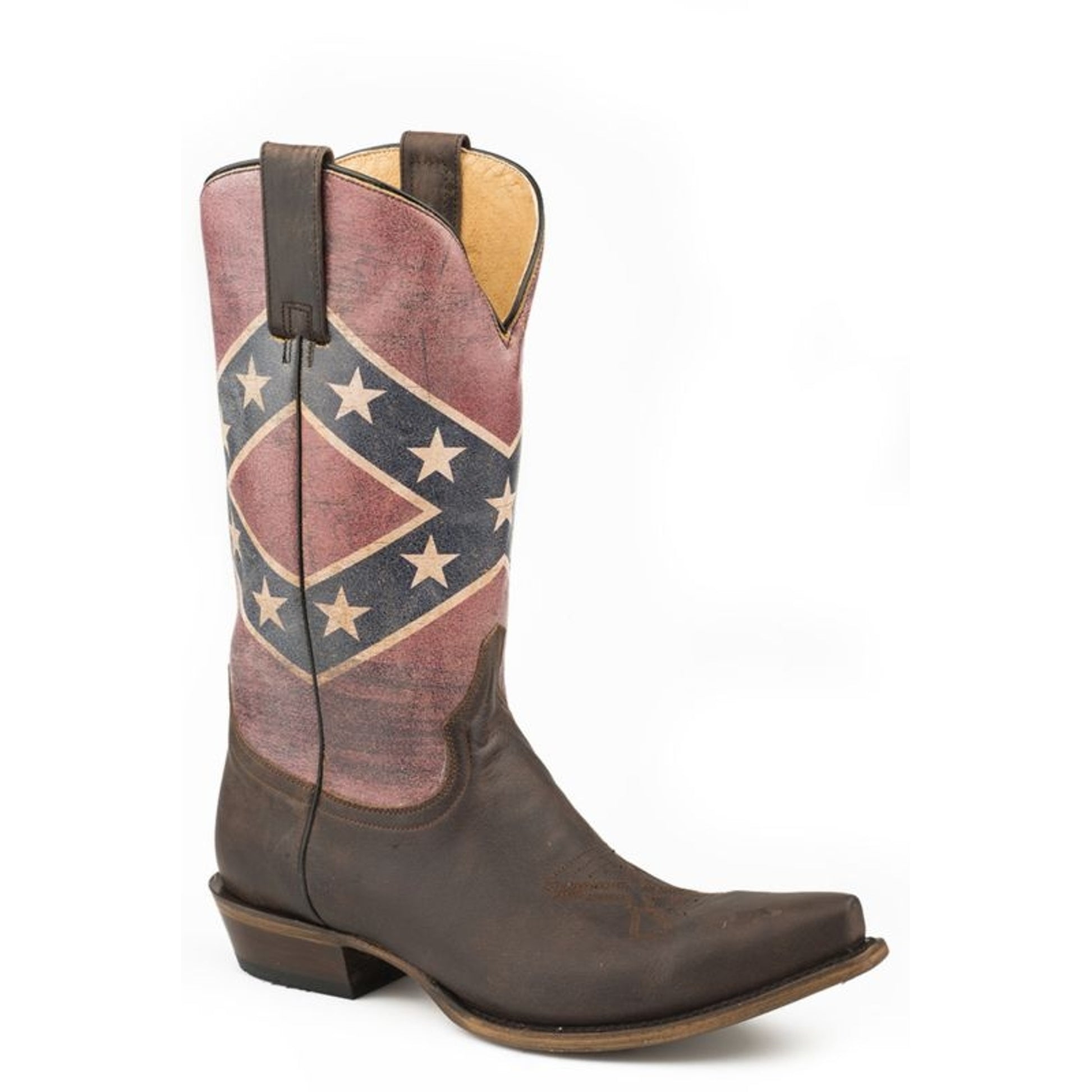 Roper Mens Rebel Flag Snip Toe Boots