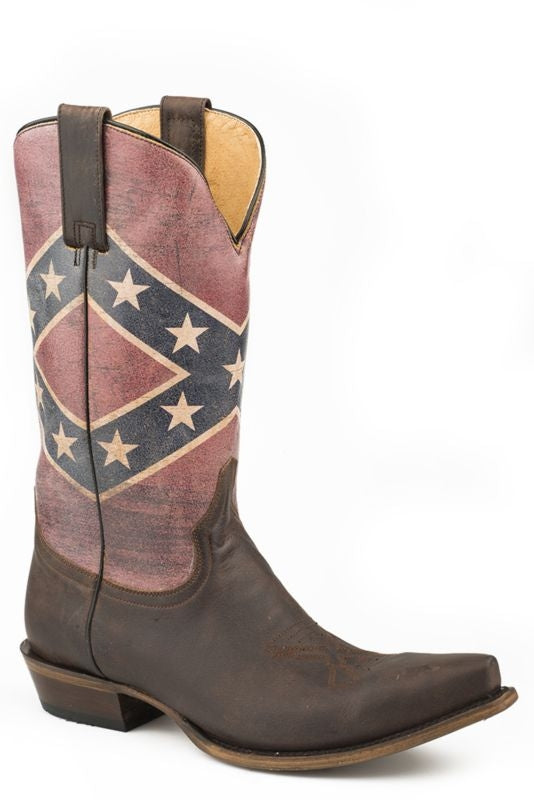 Roper Mens Rebel Flag Snip Toe Boots