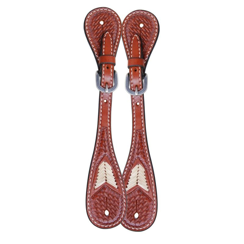 Oxbow Basket Stamped Rawhide Spur Straps