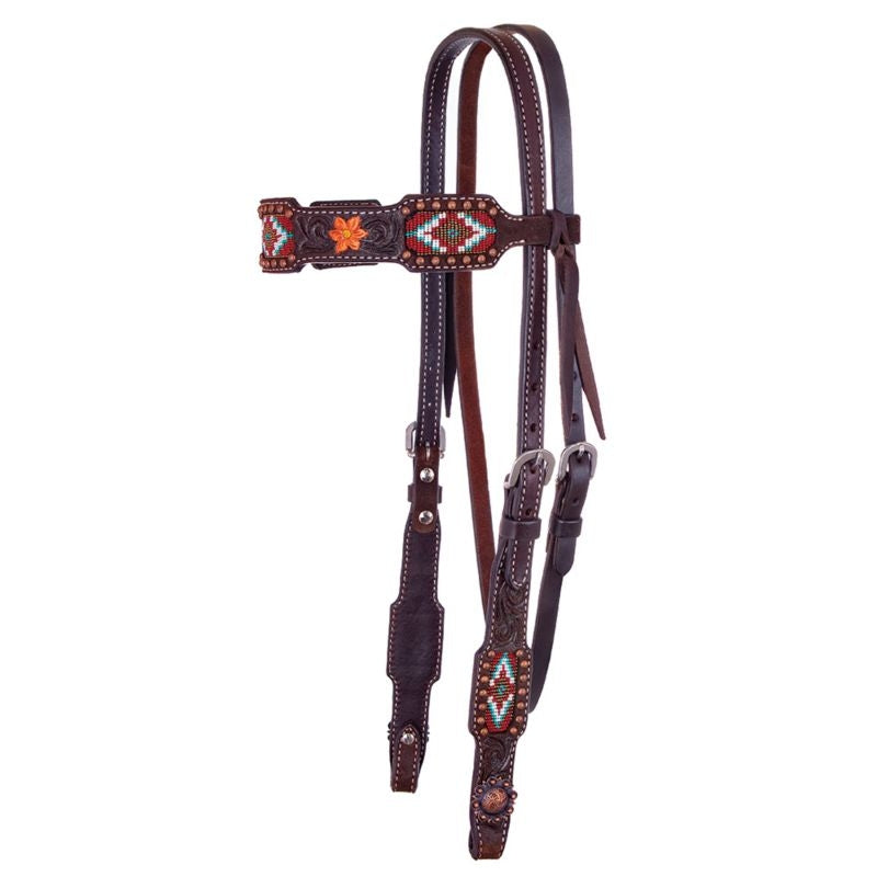 Circle Y Metallic Choc Roughout Browband Headstall