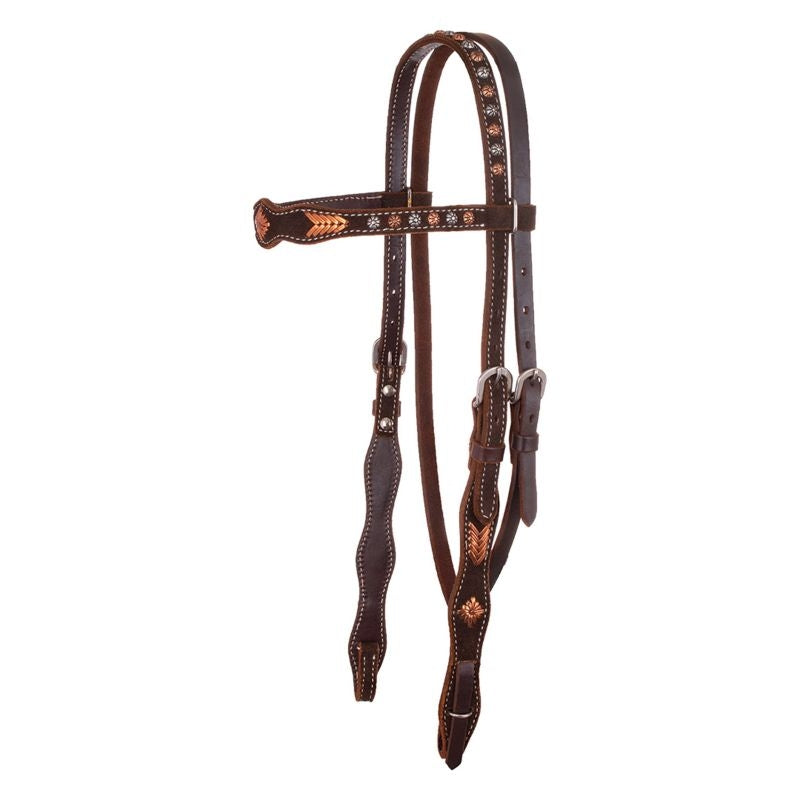 Circle Y Scallop Roughout Buckstitch Headstall