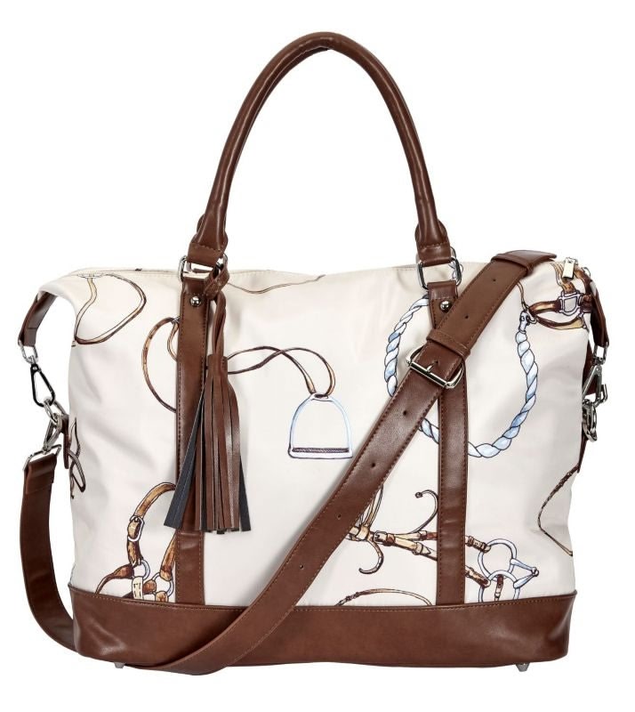 Lila Equestrian Pattern Travel Bag with Tassel