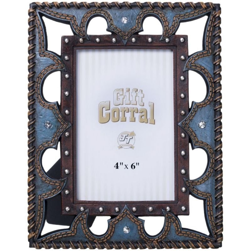 Blue Leather 4x6 Photo Frame