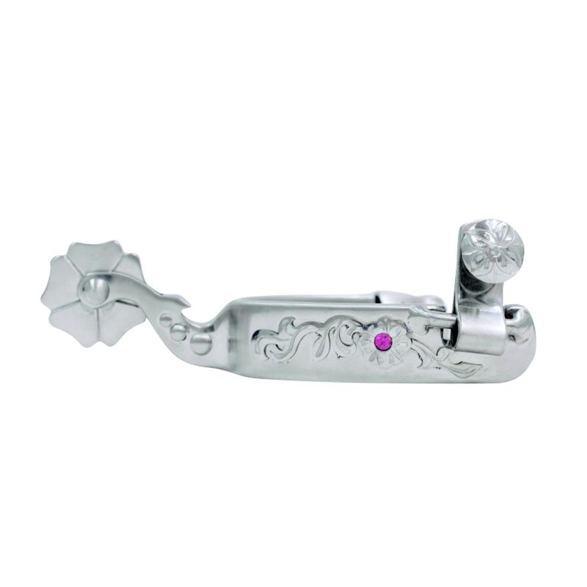 Metalab Gauthier Youth Spurs with SS Trim Pink Stones