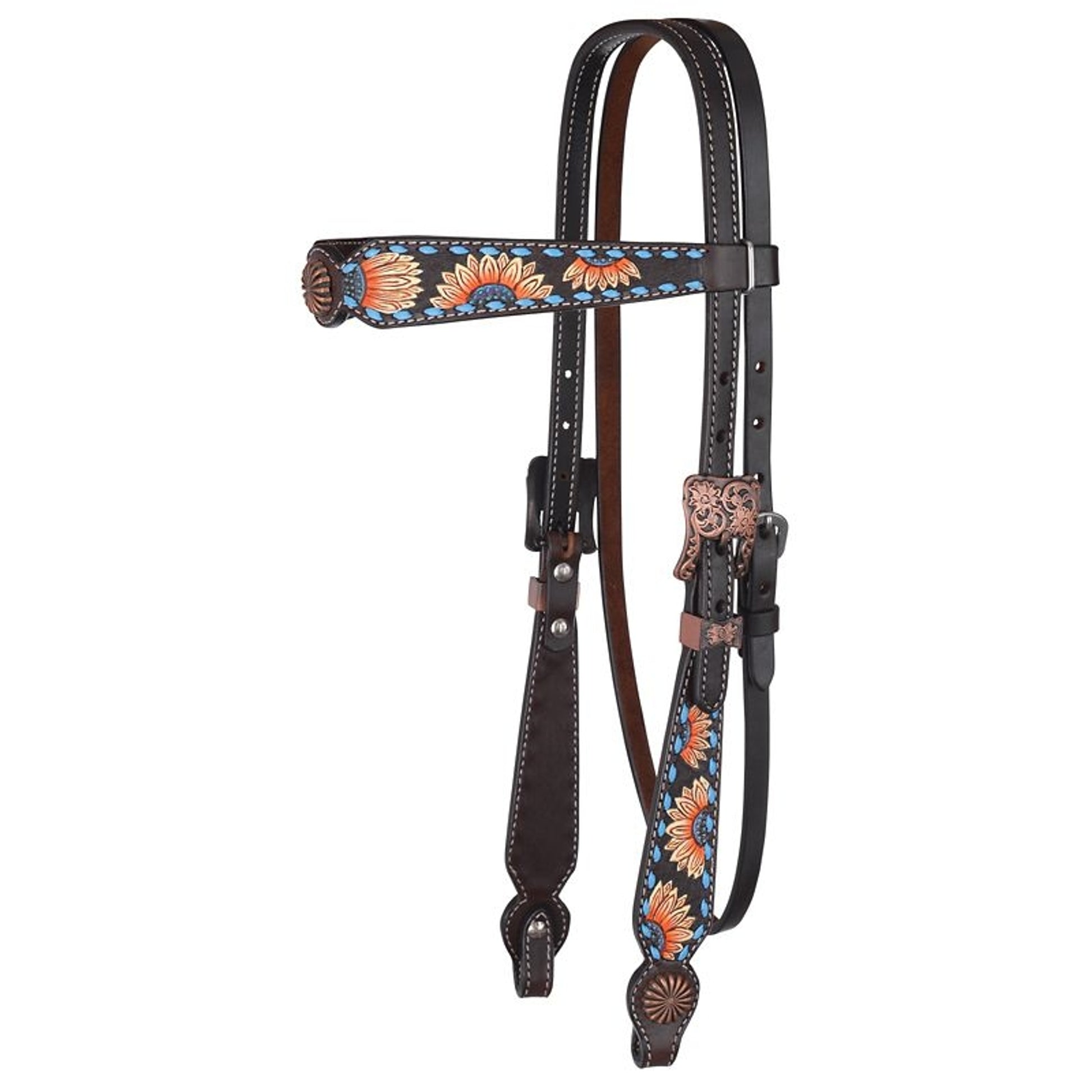 Circle Y Sunflower Buckstitch Browband Headstall