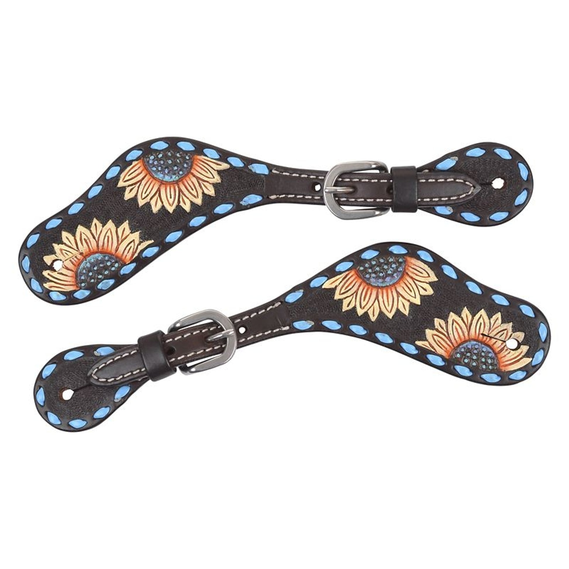 Circle Y Sunflower Buckstitch Spur Straps