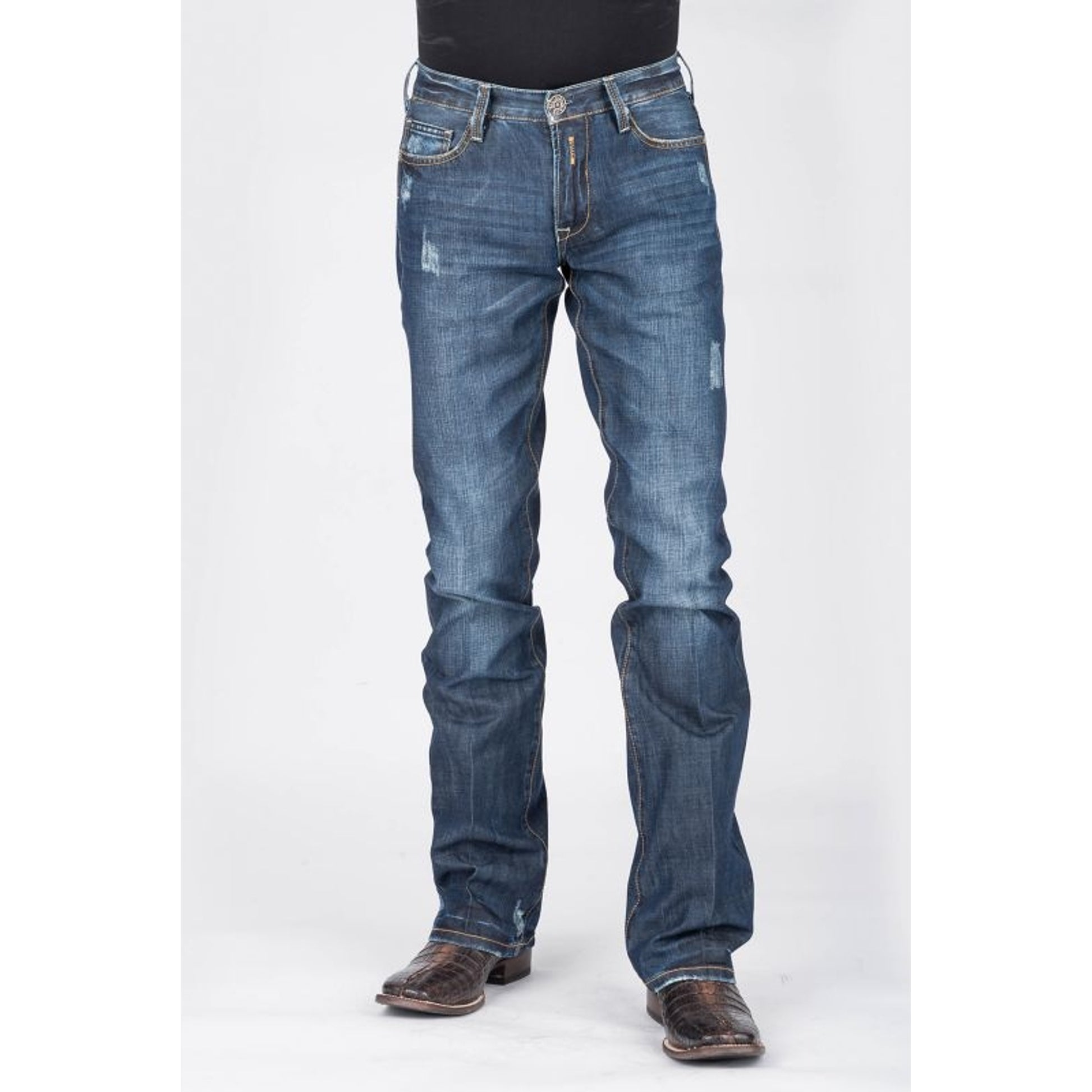 Stetson Mens 1312 Fit Dark Blue Wash Jeans
