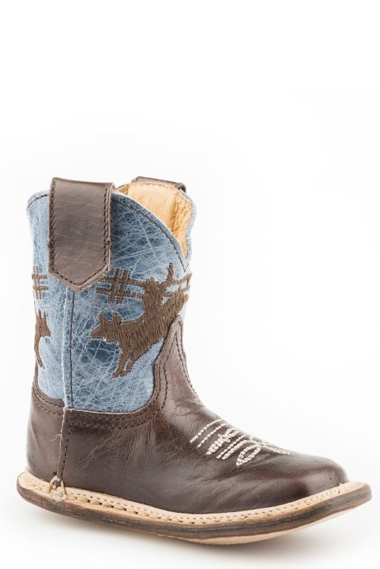 Roper Cowbabies Square Toe Blue Crackle Boots