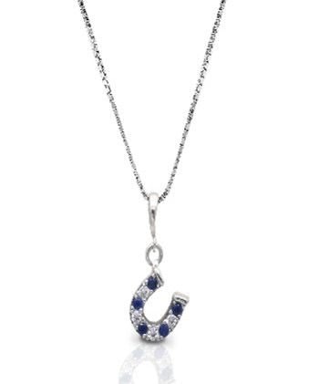 Kelly Herd Blue/Clear Dangle Horseshoe Necklace