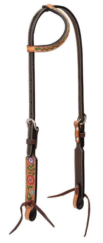 Weaver Turq Cross Floral Vine Slide Ear Headstall