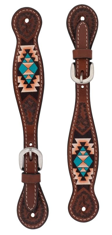 Weaver Turquoise Cross Aztec Ladies Spur Straps