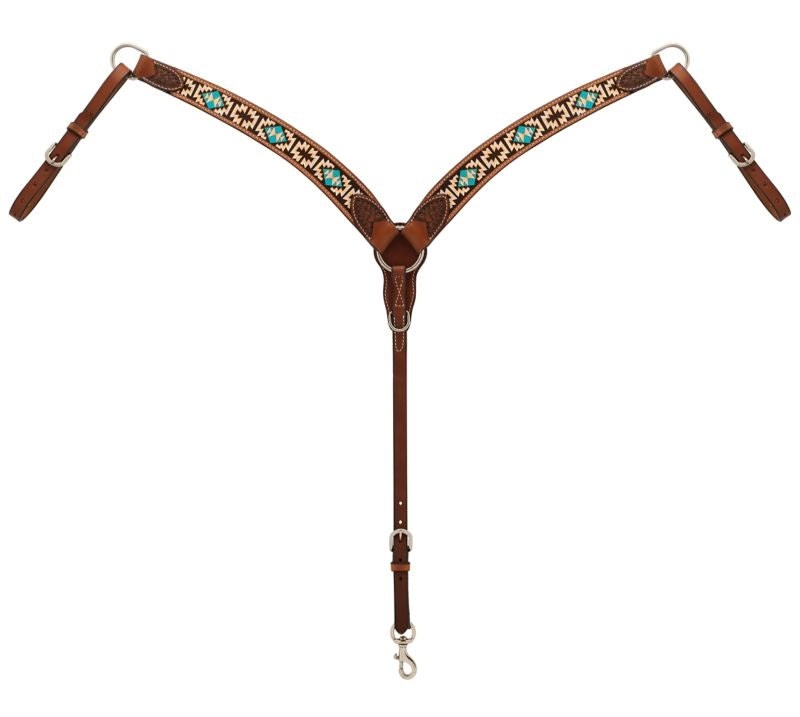 Weaver Turquoise Cross Aztec Contour Breast Collar