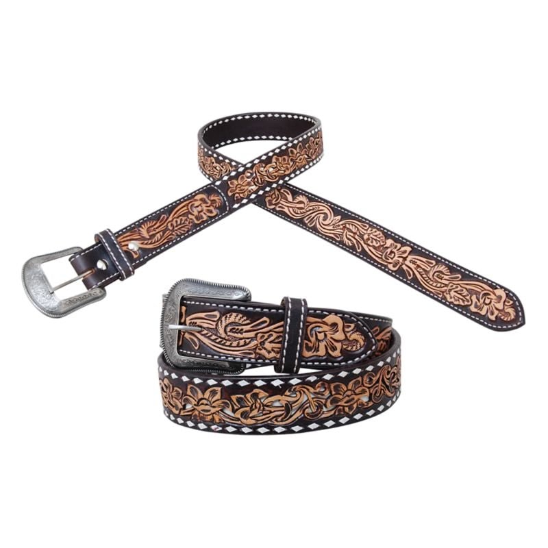 Circle Y White Buckstitch Belt